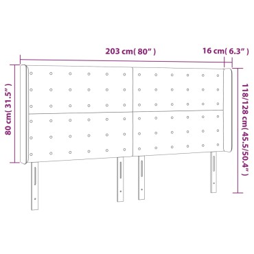 vidaXL Κεφαλάρι Κρεβατιού LED Μαύρο 203x16x118/128cm Υφασμάτινο 1 τεμ.
