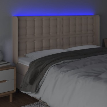 vidaXL Κεφαλάρι Κρεβατιού LED Καπουτσίνο 203x16x118/128 εκ 1 τεμ.