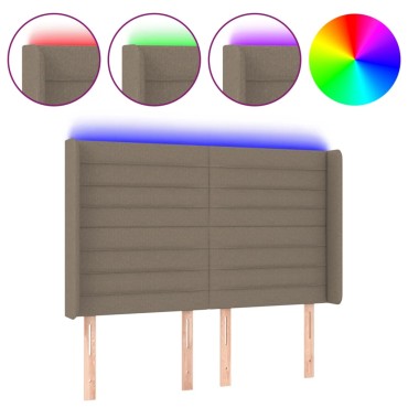 vidaXL Κεφαλάρι Κρεβατιού LED Taupe 147x16x118/128cm Υφασμάτινο 1 τεμ.
