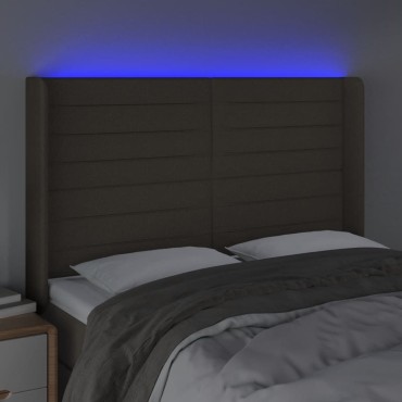 vidaXL Κεφαλάρι Κρεβατιού LED Taupe 147x16x118/128cm Υφασμάτινο 1 τεμ.