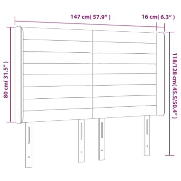 vidaXL Κεφαλάρι Κρεβατιού LED Taupe 147x16x118/128cm Υφασμάτινο 1 τεμ.