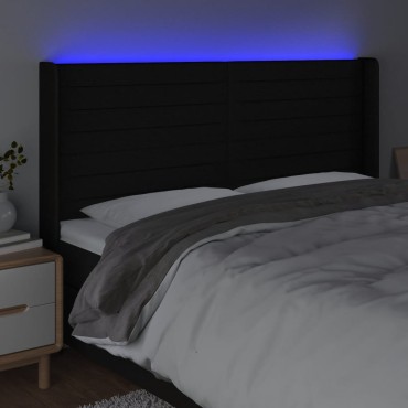 vidaXL Κεφαλάρι Κρεβατιού LED Μαύρο 163x16x118/128cm Υφασμάτινο 1 τεμ.