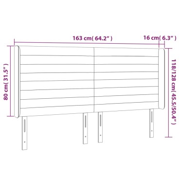 vidaXL Κεφαλάρι Κρεβατιού LED Μαύρο 163x16x118/128cm Υφασμάτινο 1 τεμ.