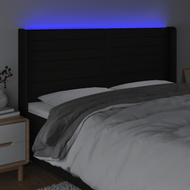 vidaXL Κεφαλάρι Κρεβατιού LED Μαύρο 203x16x118/128cm Υφασμάτινο 1 τεμ.