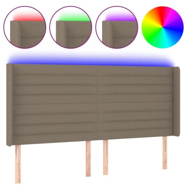 vidaXL Κεφαλάρι Κρεβατιού LED Taupe 203x16x118/128cm Υφασμάτινο 1 τεμ.