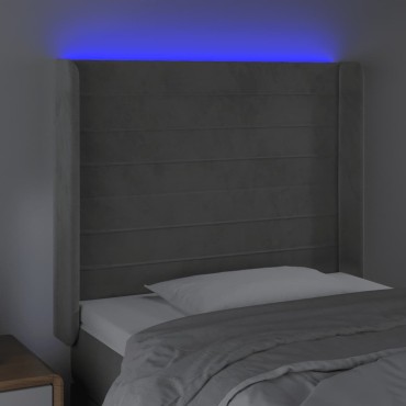 vidaXL Κεφαλάρι Κρεβατιού LED Ανοιχτό Γκρι 83x16x118/128cm Βελούδινο 1 τεμ.