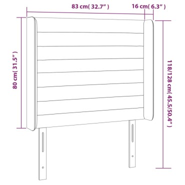 vidaXL Κεφαλάρι Κρεβατιού LED Σκούρο Γκρι 83x16x118/128cm Βελούδινο 1 τεμ.