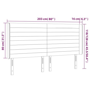 vidaXL Κεφαλάρι Κρεβατιού LED Ροζ 203x16x118/128cm Βελούδινο 1 τεμ.
