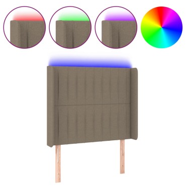 vidaXL Κεφαλάρι Κρεβατιού LED Taupe 93x16x118/128cm Υφασμάτινο 1 τεμ.