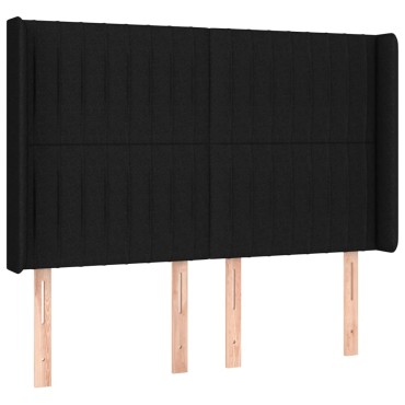 vidaXL Κεφαλάρι Κρεβατιού LED Μαύρο 147x16x118/128cm Υφασμάτινο 1 τεμ.