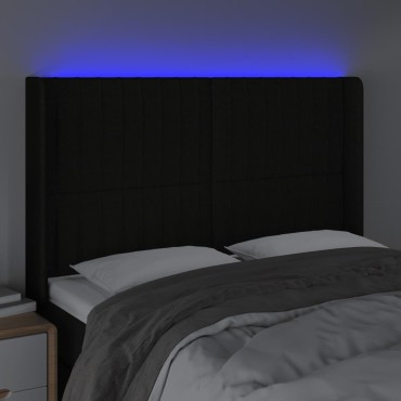 vidaXL Κεφαλάρι Κρεβατιού LED Μαύρο 147x16x118/128cm Υφασμάτινο 1 τεμ.