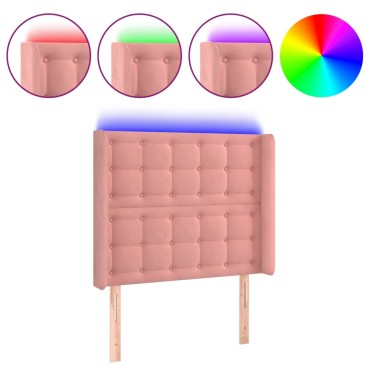 vidaXL Κεφαλάρι Κρεβατιού LED Ροζ 103x16x118/128cmΒελούδινο 1 τεμ.