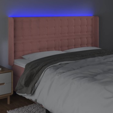 vidaXL Κεφαλάρι Κρεβατιού LED Ροζ 183x16x118/128cm Βελούδινο 1 τεμ.