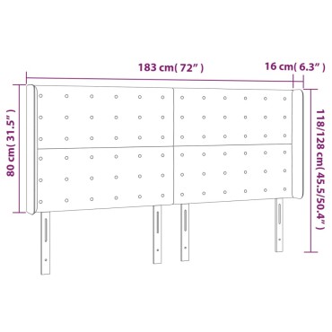 vidaXL Κεφαλάρι Κρεβατιού LED Ροζ 183x16x118/128cm Βελούδινο 1 τεμ.