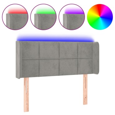 vidaXL Κεφαλάρι Κρεβατιού LED Ανοιχτό Γκρι 93x16x78/88cm Βελούδινο 1 τεμ.