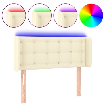 vidaXL Κεφαλάρι Κρεβατιού LED Κρεμ 83x16x78/88cm Συνθετ. Δέρμα 1 τεμ.