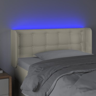 vidaXL Κεφαλάρι Κρεβατιού LED Κρεμ 83x16x78/88cm Συνθετ. Δέρμα 1 τεμ.
