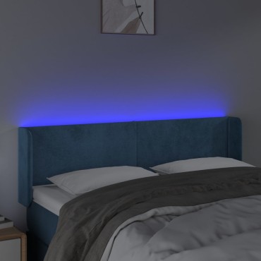 vidaXL Κεφαλάρι Κρεβατιού LED Σκούρο Μπλε 147x16x78/88cm Βελούδινο 1 τεμ.