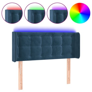 vidaXL Κεφαλάρι Κρεβατιού LED Σκούρο Μπλε 103x16x78/88cm Βελούδινο 1 τεμ.