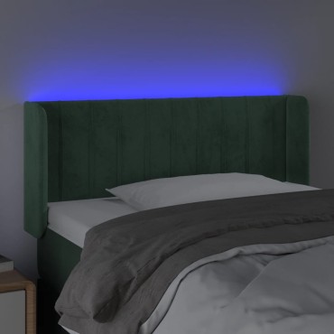 vidaXL Κεφαλάρι Κρεβατιού LED Σκούρο Πράσινο 83x16x78/88cm Βελούδινο 1 τεμ.