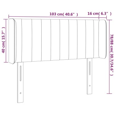 vidaXL Κεφαλάρι Κρεβατιού LED Σκούρο Μπλε 103x16x78/88cm Βελούδινο 1 τεμ.