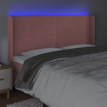 vidaXL Κεφαλάρι Κρεβατιού LED Ροζ 183x16x118/128cm Βελούδινο 1 τεμ.