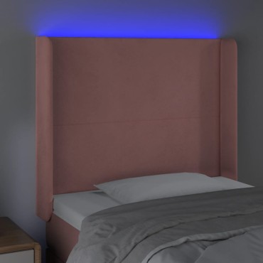 vidaXL Κεφαλάρι Κρεβατιού LED Ροζ 93x16x118/128cm Βελούδινο 1 τεμ.
