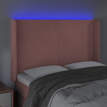 vidaXL Κεφαλάρι Κρεβατιού LED Ροζ 147x16x118/128cm Βελούδινο 1 τεμ.