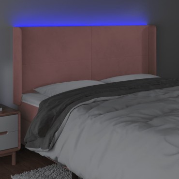 vidaXL Κεφαλάρι Κρεβατιού LED Ροζ 163x16x118/128cm Βελούδινο 1 τεμ.