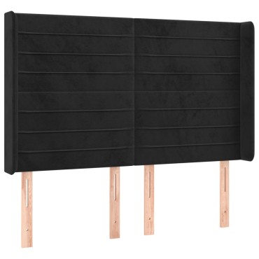 vidaXL Κεφαλάρι Κρεβατιού LED Μαύρο 147x16x118/128cm Βελούδινο 1 τεμ.