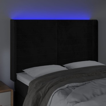 vidaXL Κεφαλάρι Κρεβατιού LED Μαύρο 147x16x118/128cm Βελούδινο 1 τεμ.
