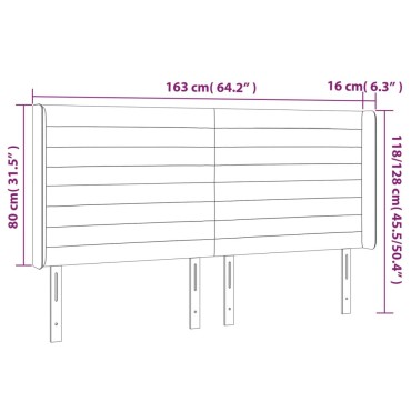 vidaXL Κεφαλάρι Κρεβατιού LED Taupe 163x16x118/128cm Υφασμάτινο 1 τεμ.