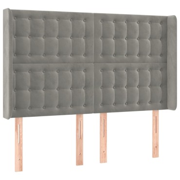 vidaXL Κεφαλάρι Κρεβατιού LED Ανοιχτό Γκρι 147x16x118/128cm Βελούδινο 1 τεμ.