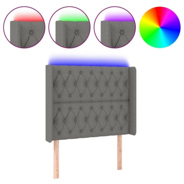 vidaXL Κεφαλάρι Κρεβατιού LED Σκούρο Γκρι 93x16x118/128cm Υφασμάτινο 1 τεμ.
