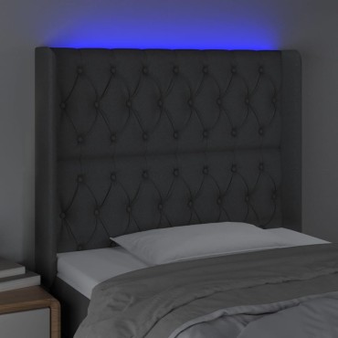 vidaXL Κεφαλάρι Κρεβατιού LED Σκούρο Γκρι 93x16x118/128cm Υφασμάτινο 1 τεμ.