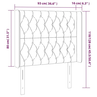 vidaXL Κεφαλάρι Κρεβατιού LED Σκούρο Γκρι 93x16x118/128cm Υφασμάτινο 1 τεμ.