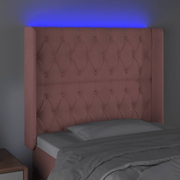 vidaXL Κεφαλάρι Κρεβατιού LED Ροζ 103x16x118/128cmΒελούδινο 1 τεμ.