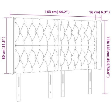 vidaXL Κεφαλάρι Κρεβατιού LED Σκούρο Μπλε 163x16x118/128cm Βελούδινο 1 τεμ.