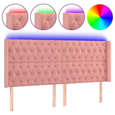 vidaXL Κεφαλάρι Κρεβατιού LED Ροζ 183x16x118/128cm Βελούδινο 1 τεμ.
