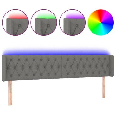 vidaXL Κεφαλάρι Κρεβατιού LED Σκούρο Γκρι 203x16x78/88cm Υφασμάτινο 1 τεμ.