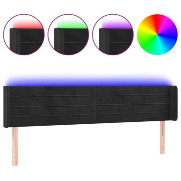 vidaXL Κεφαλάρι Κρεβατιού LED Μαύρο 163x16x78/88cm Βελούδινο 1 τεμ.