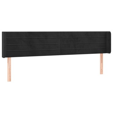 vidaXL Κεφαλάρι Κρεβατιού LED Μαύρο 163x16x78/88cm Βελούδινο 1 τεμ.