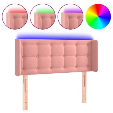 vidaXL Κεφαλάρι Κρεβατιού LED Ροζ 103x16x78/88cm Βελούδινο 1 τεμ.
