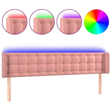 vidaXL Κεφαλάρι Κρεβατιού LED Ροζ 183x16x78/88cm Βελούδινο 1 τεμ.