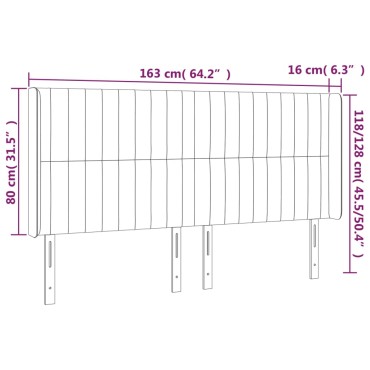 vidaXL Κεφαλάρι Κρεβατιού LED Ροζ 163x16x118/128cm Βελούδινο 1 τεμ.