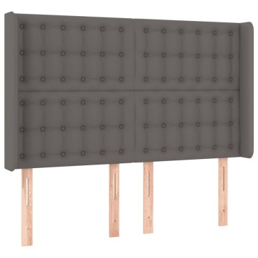vidaXL Κεφαλάρι Κρεβατιού LED Γκρι 147x16x118/128cm Συνθετ. Δέρμα 1 τεμ.