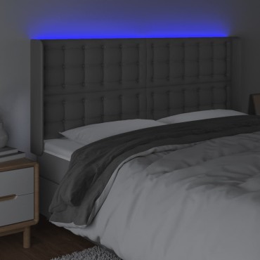 vidaXL Κεφαλάρι Κρεβατιού LED Γκρι 147x16x118/128cm Συνθετ. Δέρμα 1 τεμ.