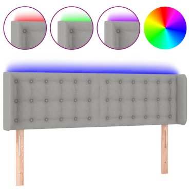 vidaXL Κεφαλάρι Κρεβατιού LED Ανοιχτό Γκρι 147x16x78/88cm Υφασμάτινο 1 τεμ.
