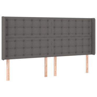 vidaXL Κεφαλάρι Κρεβατιού LED Γκρι 183x16x118/128cm Συνθετ. Δέρμα 1 τεμ.