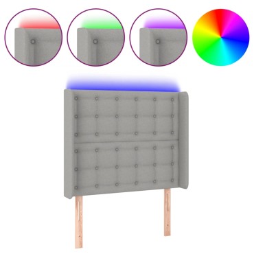 vidaXL Κεφαλάρι Κρεβατιού LED Ανοιχτό Γκρι 93x16x118/128cm Υφασμάτινο 1 τεμ.